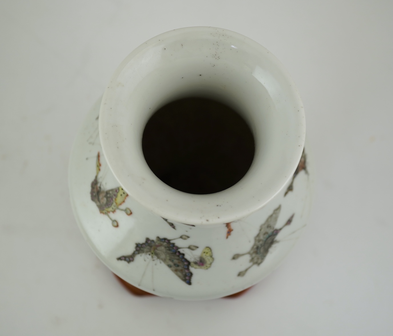 A Chinese enamelled porcelain ‘Hundred Butterfly’ vase, Qianlong mark, Republic period